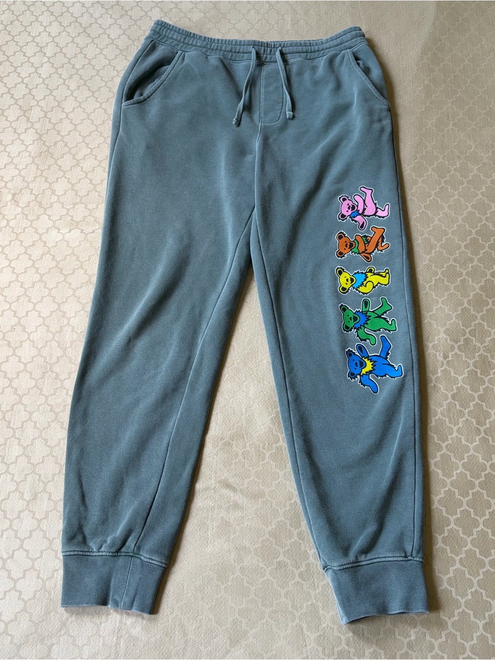 Grateful Dead & Co Dancing Bears Green Jogger Sweat Pants Size Men’s Small